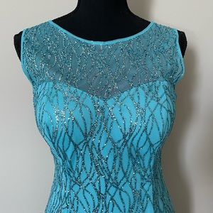 Hot Contact Teal Sparkle Formal Cocktail Dress